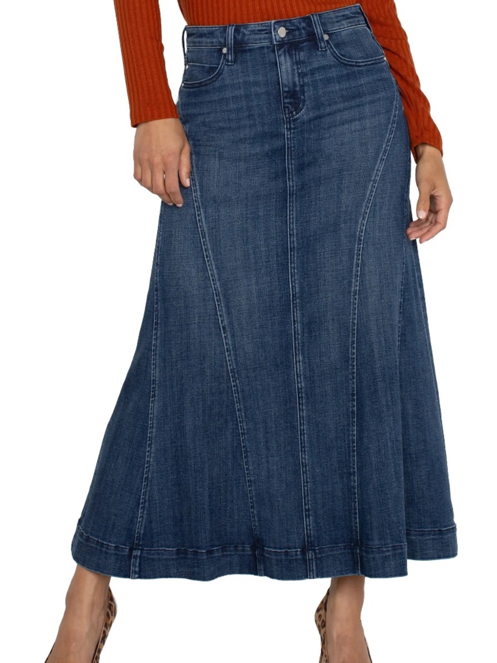 Liverpool Mermaid Denim Maxi Skirt
